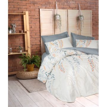 Lenjerie de pat dubla, Hiedra - Indigo Blue, Cotton Box, Bumbac Ranforce