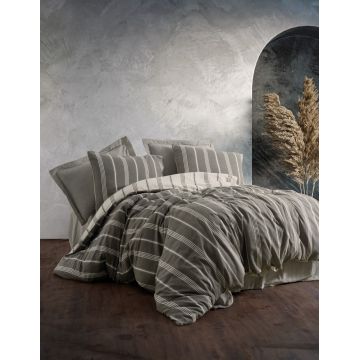 Lenjerie de pat dubla, Jamira - Khaki, Cotton Box, 85% bumbac / 15% poliester