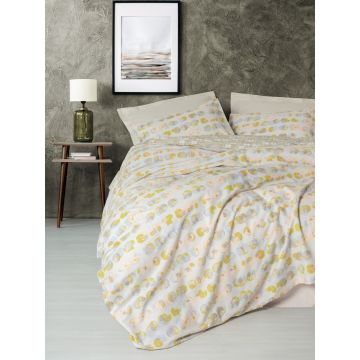 Lenjerie de pat dubla, Jocus - Beige, Cotton Box, Bumbac Ranforce