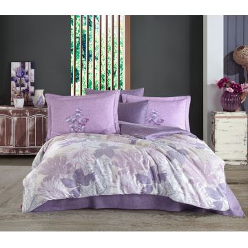 Lenjerie de pat dubla, Juillet - Lilac, Hobby, Bumbac Satinat