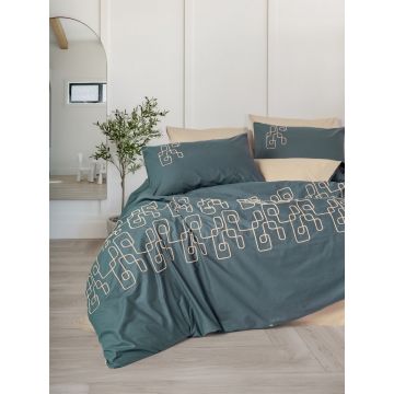 Lenjerie de pat dubla, Kerja - Beige, Cotton Box, Bumbac Ranforce