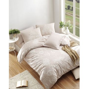 Lenjerie de pat dubla, Kraliçe - Mink, EnLora Home, 65% bumbac/35% poliester
