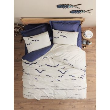 Lenjerie de pat dubla, Larum - Dark Blue, Cotton Box, Bumbac Ranforce