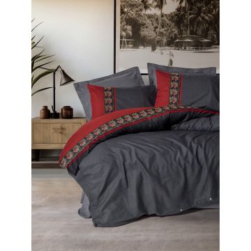 Lenjerie de pat dubla, Lienzo - Anthracite, Cotton Box, Bumbac Ranforce