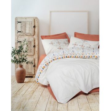 Lenjerie de pat dubla, Milis - Tile Red, Cotton Box, Bumbac Ranforce