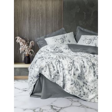 Lenjerie de pat dubla, Moale - Grey, Cotton Box, Bumbac Satinat