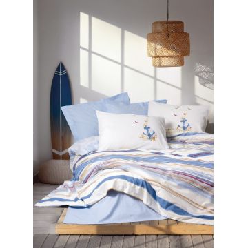 Lenjerie de pat dubla, Moreno - Blue, Cotton Box, Bumbac Ranforce