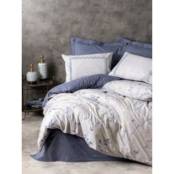 Lenjerie de pat dubla, Nitsa - Dark Blue, Cotton Box, Bumbac Ranforce