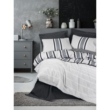 Lenjerie de pat dubla, Nobby - Anthracite, Cotton Box, Bumbac Ranforce