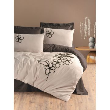 Lenjerie de pat dubla, Panos - Brown, Cotton Box, Bumbac Ranforce