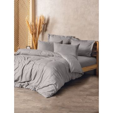 Lenjerie de pat dubla, Plaid - Grey, Cotton Box, Bumbac Ranforce