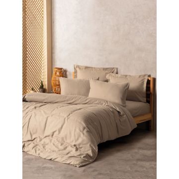 Lenjerie de pat dubla, Plaid - Mink, Cotton Box, Bumbac Ranforce
