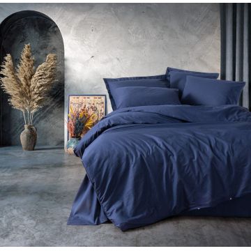 Lenjerie de pat dubla, Plain - Dark Blue, Cotton Box, Bumbac Ranforce