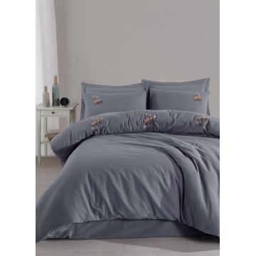 Lenjerie de pat dubla, Poppy - Anthracite, Şaheser, Bumbac
