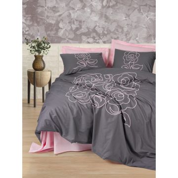 Lenjerie de pat dubla, Primula - Pink, Cotton Box, Bumbac Ranforce