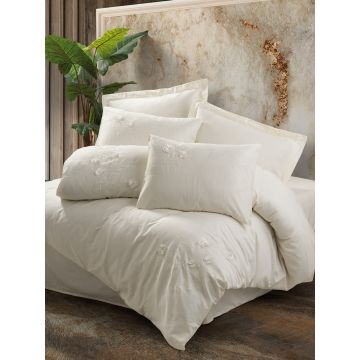 Lenjerie de pat dubla, Pure - Ecru, Cotton Box, Bumbac Satinat