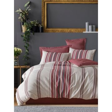 Lenjerie de pat dubla, Rome - White, EnLora Home, 70% bumbac/30% poliester