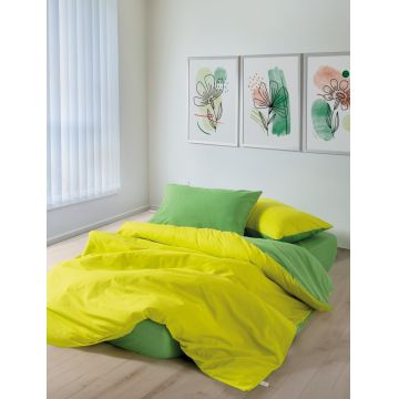 Lenjerie de pat dubla, Sage - Yellow, Green, Cozy Home, Bumbac Ranforce