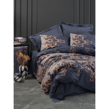 Lenjerie de pat dubla, Sarina - Dark Blue, Cotton Box, Bumbac Satinat
