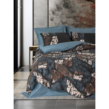Lenjerie de pat dubla, Senso - Petrol Green, Cotton Box, Bumbac Ranforce