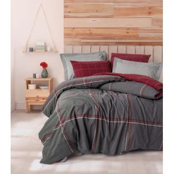 Lenjerie de pat dubla, Sento - Grey, Cotton Box, 50% bumbac / 50% poliester