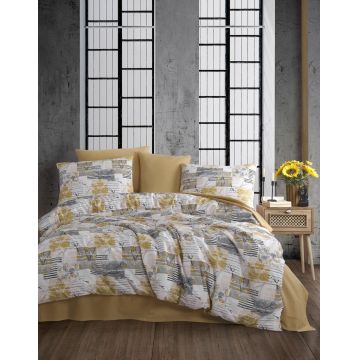 Lenjerie de pat dubla, Serra - Yellow, Pearl Home, 50% bumbac / 50% poliester