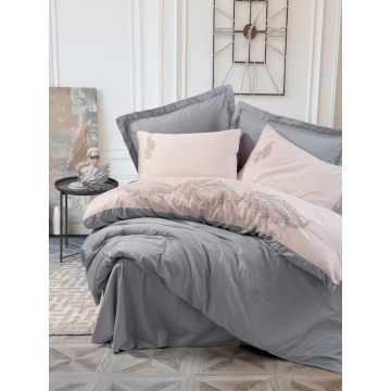 Lenjerie de pat dubla, Sheen - Grey, Cotton Box, Bumbac Satinat