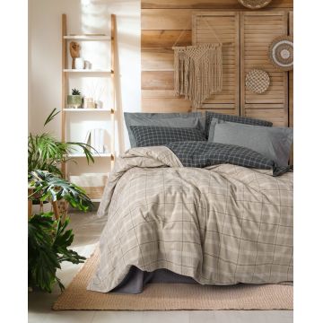 Lenjerie de pat dubla, Siiras - Grey, Cotton Box, 50% bumbac / 50% poliester