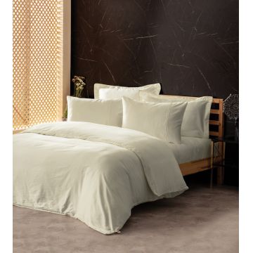 Lenjerie de pat dubla, Silky - Ecru, Cotton Box, Lyocell/Bumbac