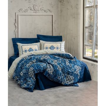 Lenjerie de pat dubla, Stasya - Dark Blue, Cotton Box, Bumbac Satinat