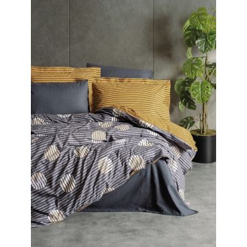 Lenjerie de pat dubla, Strew - Grey, Cotton Box, Bumbac Ranforce