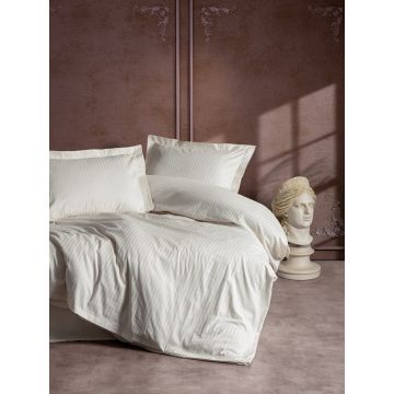 Lenjerie de pat dubla, Stripe - Ecru, Cotton Box, Bumbac Satinat