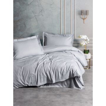Lenjerie de pat dubla, Stripe - Grey, Cotton Box, Bumbac Satinat
