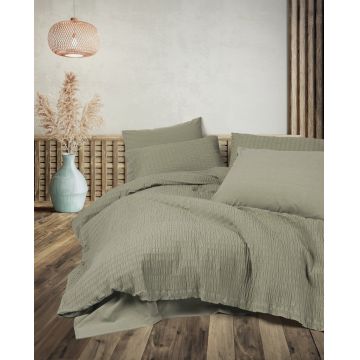 Lenjerie de pat dubla, Sungai - Green, Cotton Box, 60% bumbac/40% poliester
