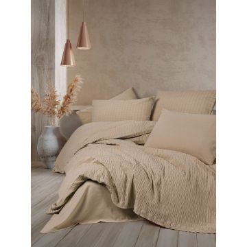 Lenjerie de pat dubla, Sungai - Salmon, Cotton Box, 60% bumbac/40% poliester