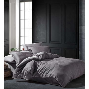Lenjerie de pat dubla, Talia - Dark Grey, Şaheser, Bumbac Satinat