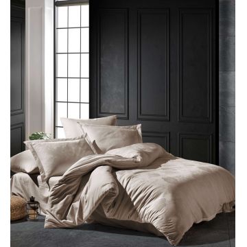 Lenjerie de pat dubla, Talia - Light Beige, Şaheser, Bumbac Satinat