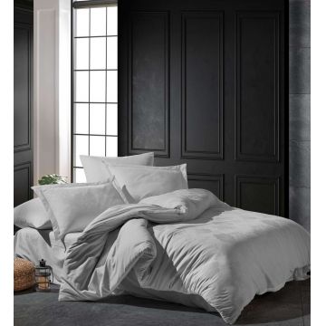Lenjerie de pat dubla, Talia - Light Grey, Şaheser, Bumbac Satinat