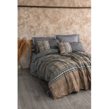 Lenjerie de pat dubla, Timbre - Anthracite, Cotton Box, Bumbac Ranforce