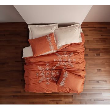 Lenjerie de pat dubla, Tiva - Beige, Cotton Box, Bumbac Ranforce