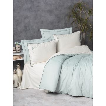 Lenjerie de pat dubla, Vanko - Mint, Cotton Box, Bumbac Satinat