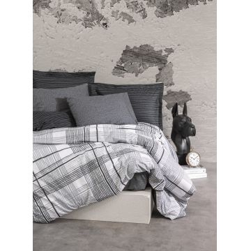 Lenjerie de pat dubla, Will - Anthracite, Cotton Box, Bumbac Ranforce