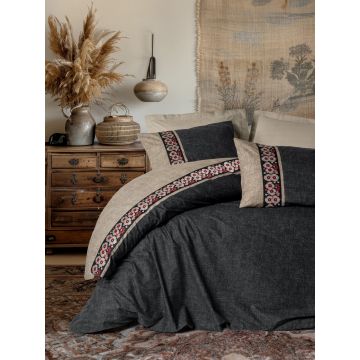 Lenjerie de pat dubla, Yamka - Beige, Cotton Box, Bumbac Ranforce