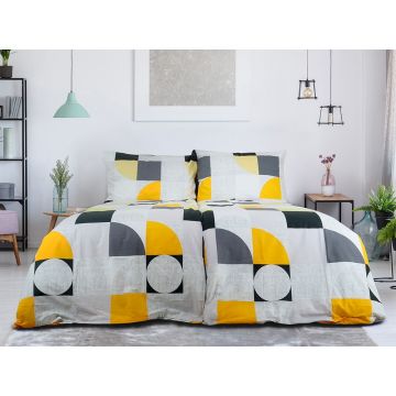 Lenjerie de pat galbenă/gri din țesătură crep pentru pat de o persoană 140x200 cm Geometries – B.E.S. Lenjerie de pat galbenă/gri din țesătură crep pentru pat de o persoană 140x200 cm Geometries – B.E.S.