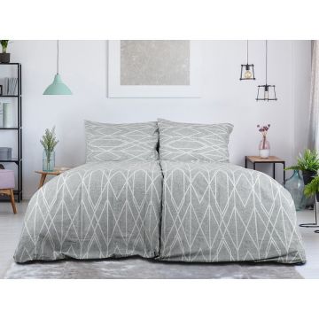 Lenjerie de pat gri din țesătură crep pentru pat de o persoană 140x200 cm Gray Stripes – B.E.S.