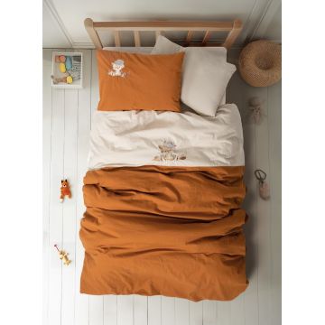 Lenjerie de pat pentru copii, Clever - Beige, Cotton Box, Bumbac