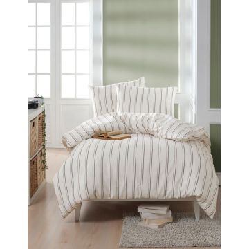 Lenjerie de pat pentru o persoana 2 piese, Hamilton - Beige, EnLora Home, 70% bumbac/30% poliester