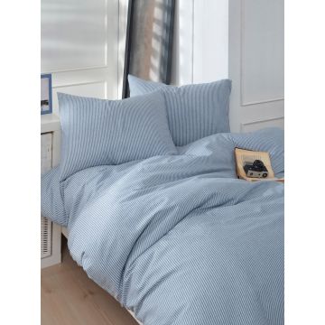Lenjerie de pat pentru o persoana 2 piese, Lizbon - Blue, EnLora Home, 70% bumbac/30% poliester
