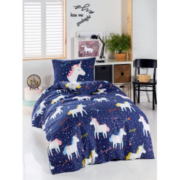 Lenjerie de pat pentru o persoana 2 piese, Magic Unicorn, Eponj Home, 65% bumbac/35% poliester