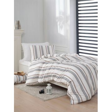 Lenjerie de pat pentru o persoana 2 piese, Nairobi - Cream, EnLora Home, 70% bumbac/30% poliester